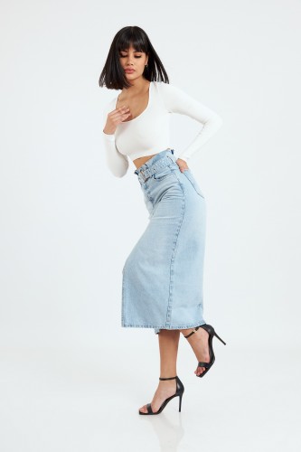 Denim Midi California Skirt Light Blue